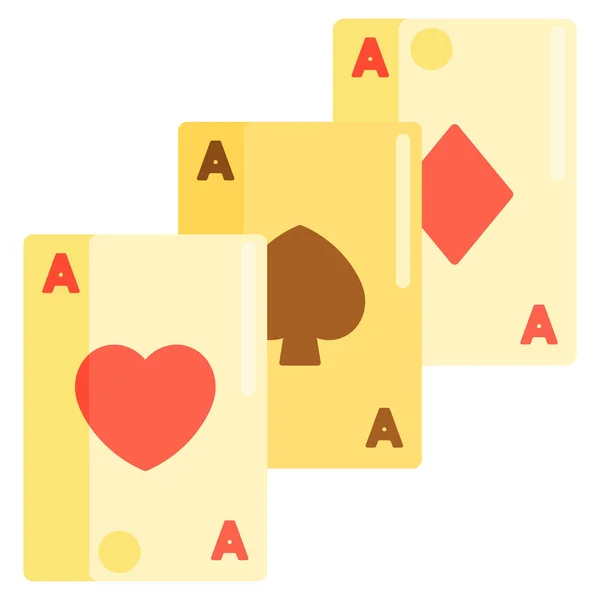 Ícone Poker Baralho Cartão Estilo Plano — Vetor de Stock