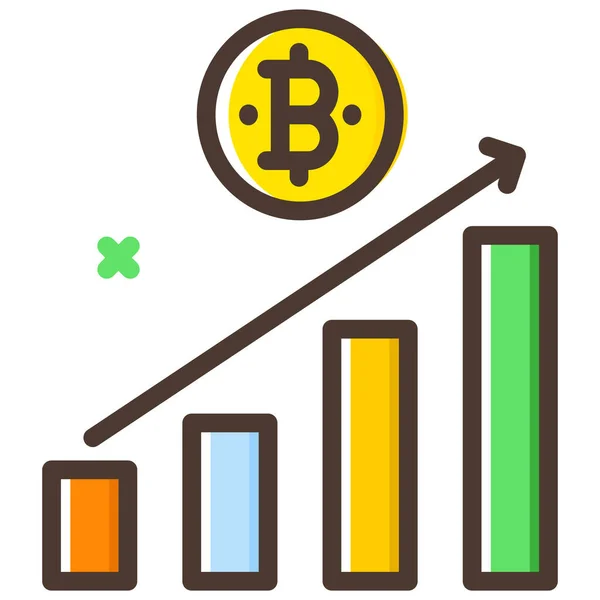Иконка Биткойна Столбца Аналитики Стиле Заполненной Линии — стоковый вектор
