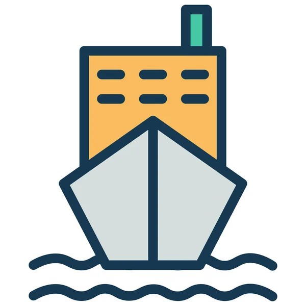 貨物船貨物船コンテナ船のアイコンを記入アウトラインスタイルで — ストックベクタ
