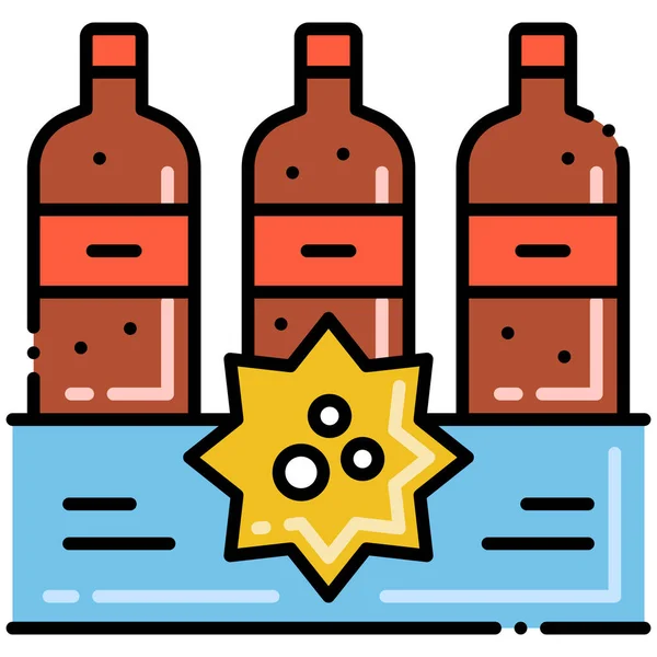 Icono Estante Comercialización Botellas — Vector de stock