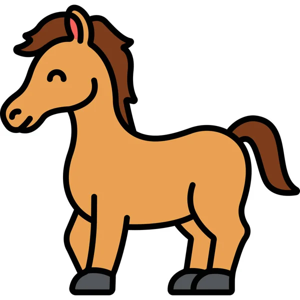 Animal Horse Farm Icon Filled Outline Style — Stock Vector