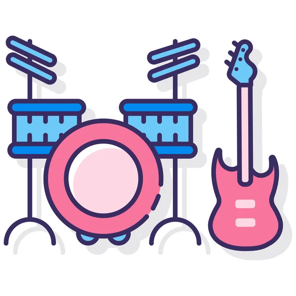 Bass Drum Instrument Icon Filled Outline Style — Stock Vector