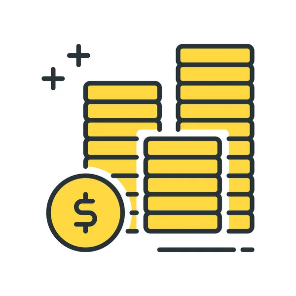 Coins Cash Token Icon Filled Outline Style — Stockvector