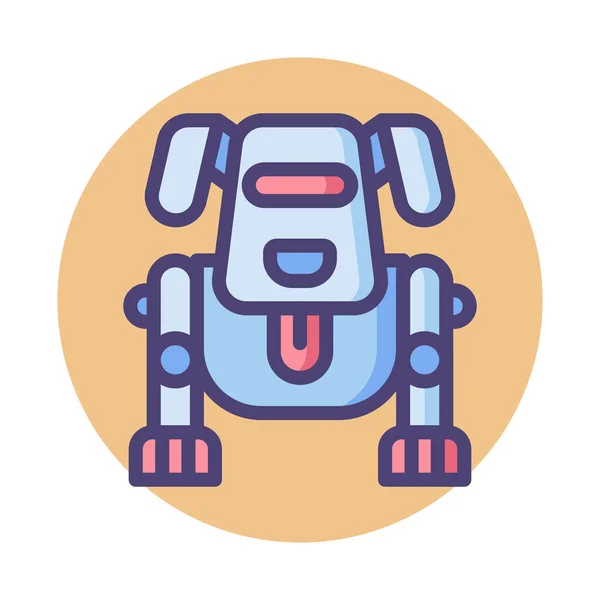 Robot Mascotas Icono Robótico Estilo Contorno Lleno — Archivo Imágenes Vectoriales