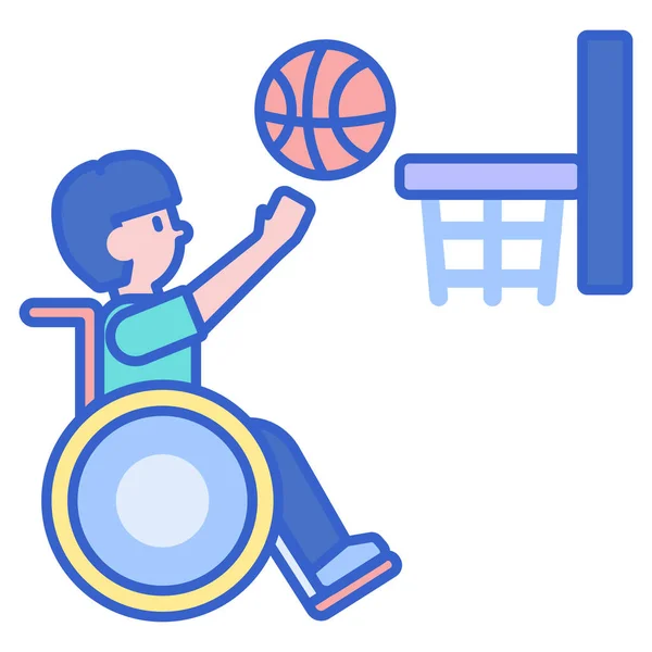 Athletes Disabled Paralymincs Icon Filled Outline Style — Stock Vector