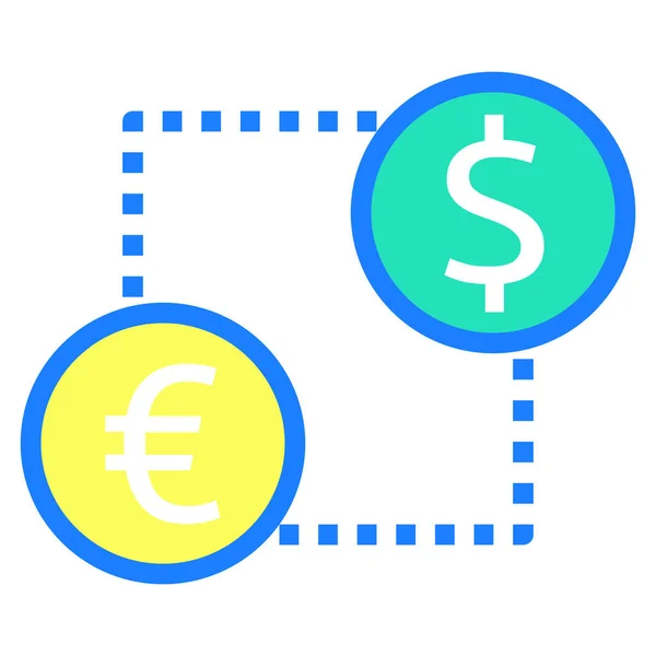 Conversión Cambio Divisas Dólar Icono Estilo Esquema Lleno — Vector de stock