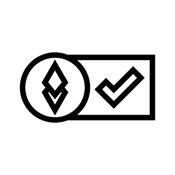 被接受的Ethereum批准图标的轮廓风格 — 图库矢量图片