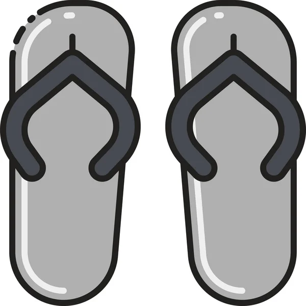 Flip Flops Ikon Pantai Dalam Gaya Isi Garis - Stok Vektor