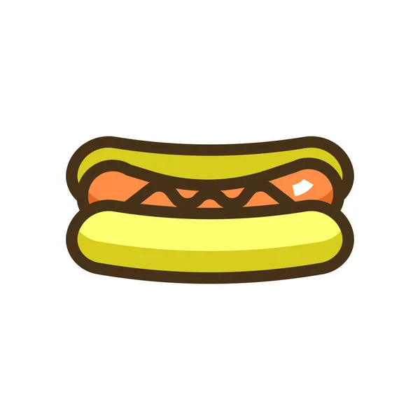 Hot Dog Hotdog Ikone Mit Gefüllten Umrissen — Stockvektor