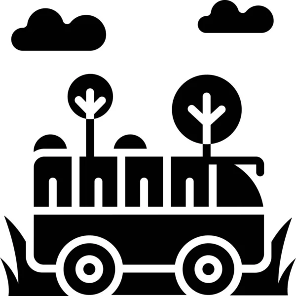 Ikona Wycieczki Autobusem Komunikacji Miejskiej Stałym Stylu — Wektor stockowy