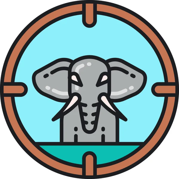 Caza Furtiva Animal Icono Captura Estilo Contorno Lleno — Vector de stock