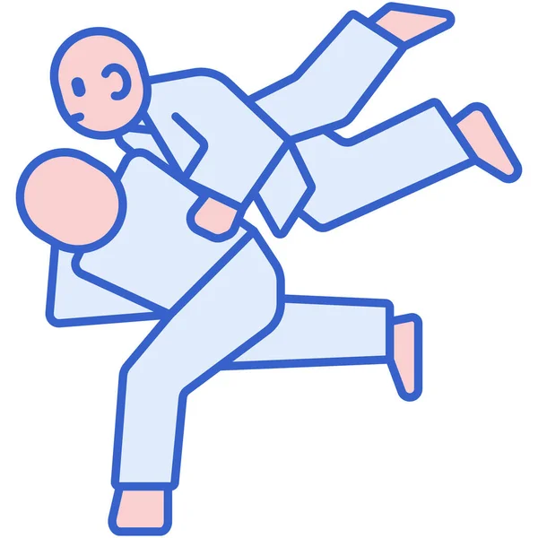 Judo Olímpico Esportista Icono Estilo Contorno Lleno — Vector de stock