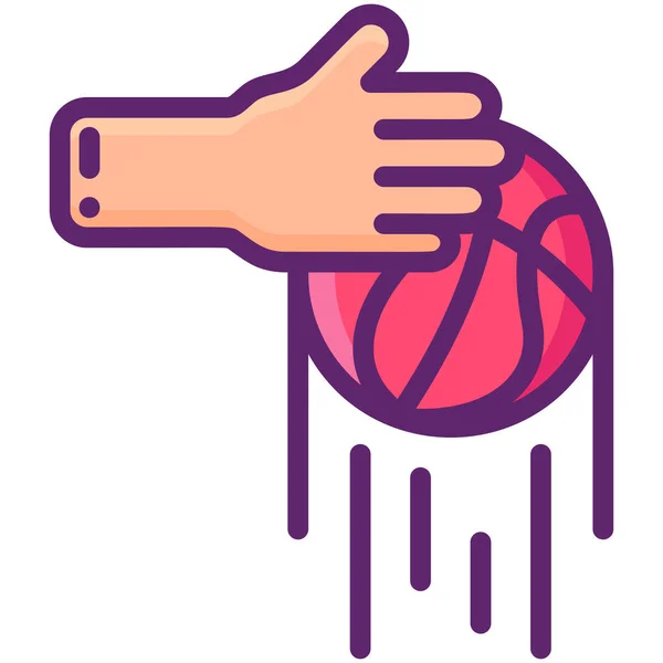 Basketbal Dribling Ruční Ikona — Stockový vektor