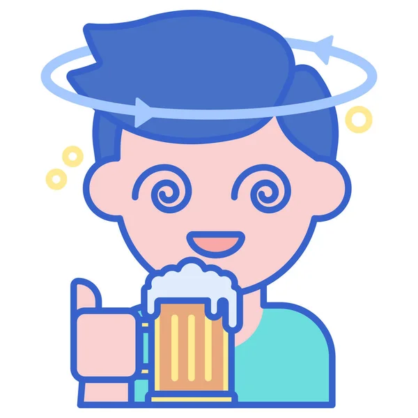 Man Beer Drunk Icon — Stock Vector