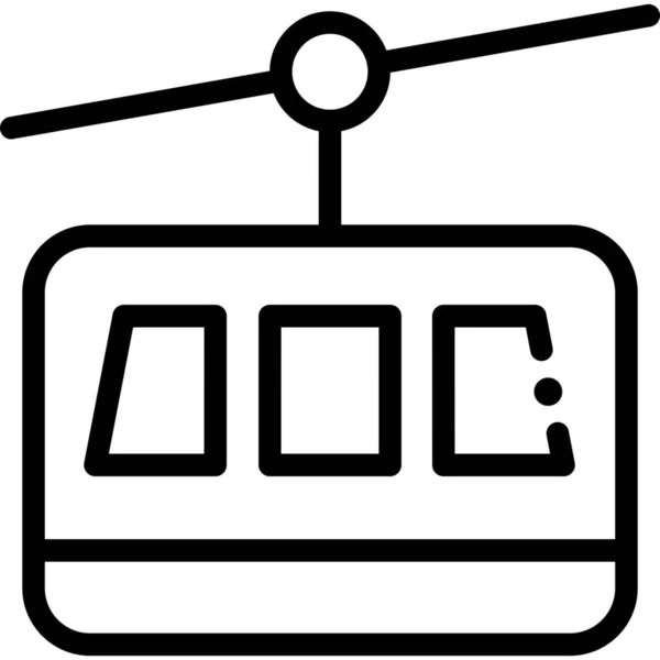 Funivia Ski Lift Icona Dello Sci Stile Contorno — Vettoriale Stock