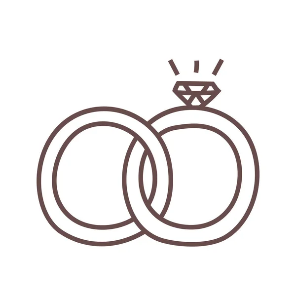 Couple Rings Diamond Diamond Rings Icon Outline Style — Stock Vector