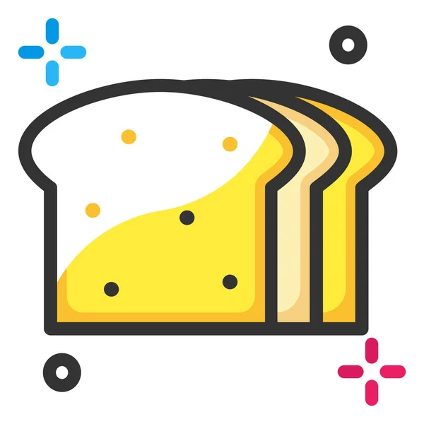 Memanggang Ikon Makanan Roti Dalam Gaya Yang Dilapisi - Stok Vektor