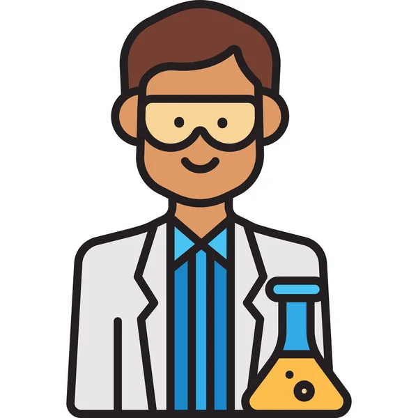 Male Scientist Lab Icon Filled Outline Style — Stock Vector