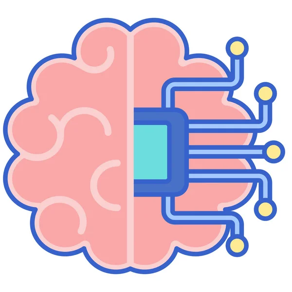 填充轮廓风格的人工智能技术图标 — 图库矢量图片