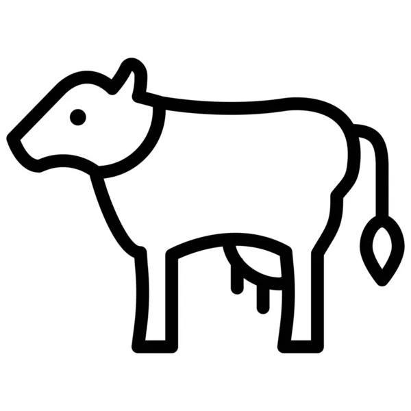 Animal Farm Cow Domestic Animal Icon Outline Style — Stock Vector