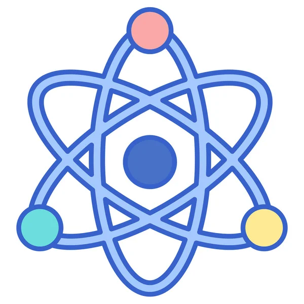 Икона Физики Атома Стиле Заполненного Контура — стоковый вектор