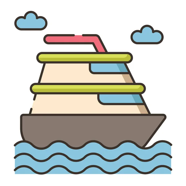 Cruise Holiday Cruise Ship Icon Filled Outline Style — Stock Vector