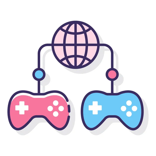 Ikona Sieci Mmo Gameplay Stylu Wypełnionego Zarysu — Wektor stockowy