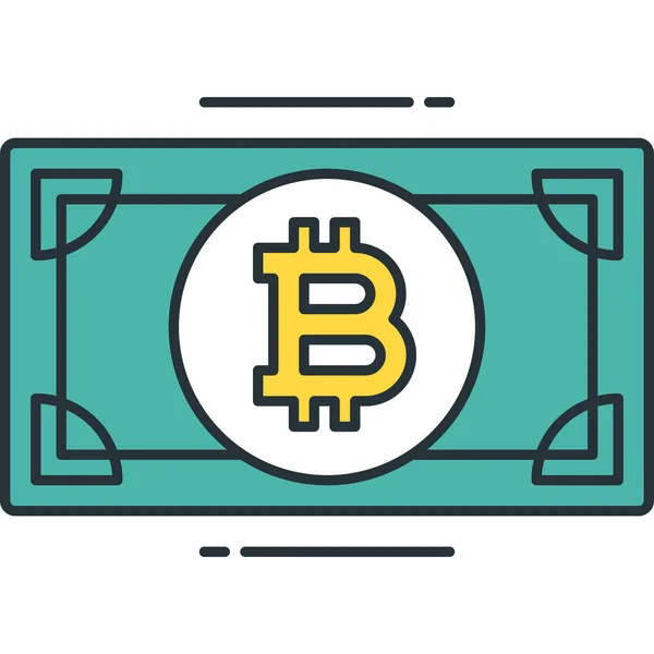 Bitcoin Készpénz Bankjegy Ikon Körvonalazott Stílusban — Stock Vector