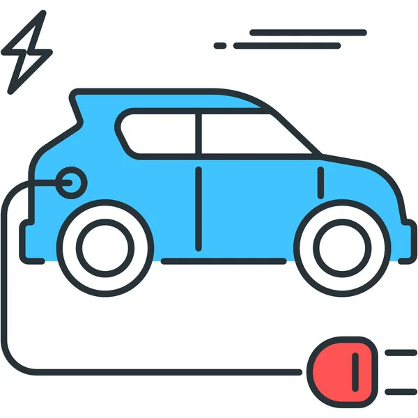 Автомобільний Електричний Автомобільний Значок Контурному Стилі — стоковий вектор