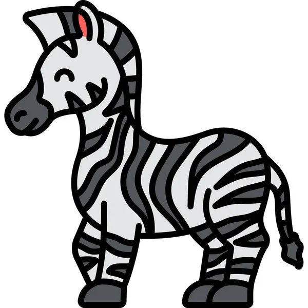 Animal Zebra Rayas Icono Estilo Contorno Lleno — Vector de stock