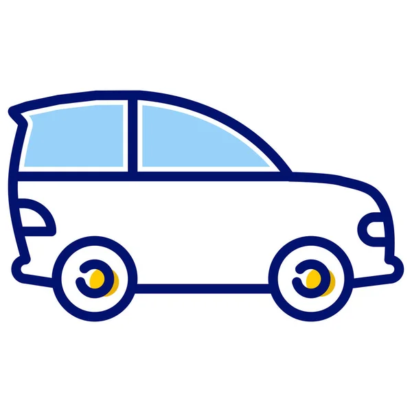 タクシーエコノミーカーフルアウトラインスタイルの電気自動車のアイコン — ストックベクタ