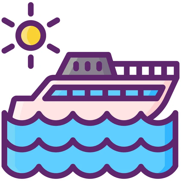 Barco Yate Icono Categoría Verano — Vector de stock