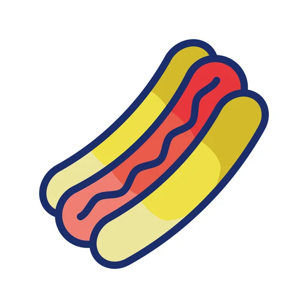 Hot Dog Γρήγορο Φαγητό Εικονίδιο Στυλ Γεμάτο Περίγραμμα — Διανυσματικό Αρχείο
