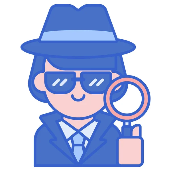 Detective Mujer Icono Ley Estilo Contorno Lleno — Archivo Imágenes Vectoriales