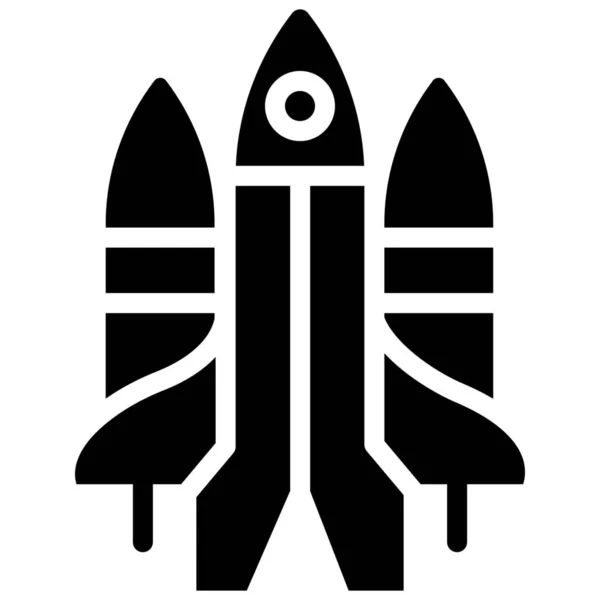 Astronauta Cohete Icono Lanzadera Estilo Sólido — Vector de stock