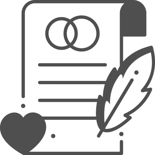 Certificado Matrimonio Icono Boda Estilo Semi Sólido — Vector de stock