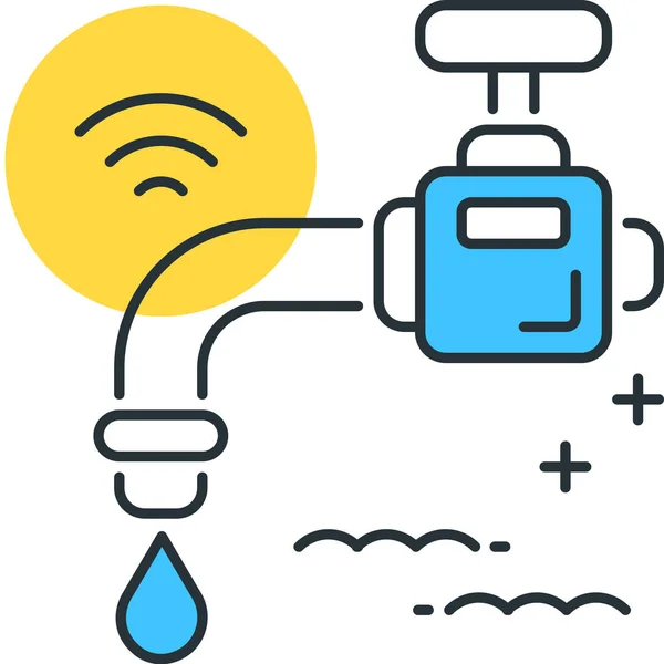 Smart Water Conservation Icoon Grote Lijnen — Stockvector