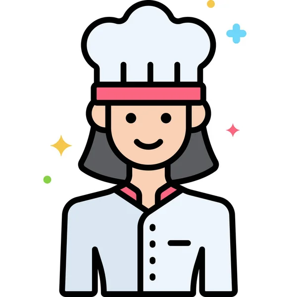 Chef Cozinhar Ícone Feminino —  Vetores de Stock
