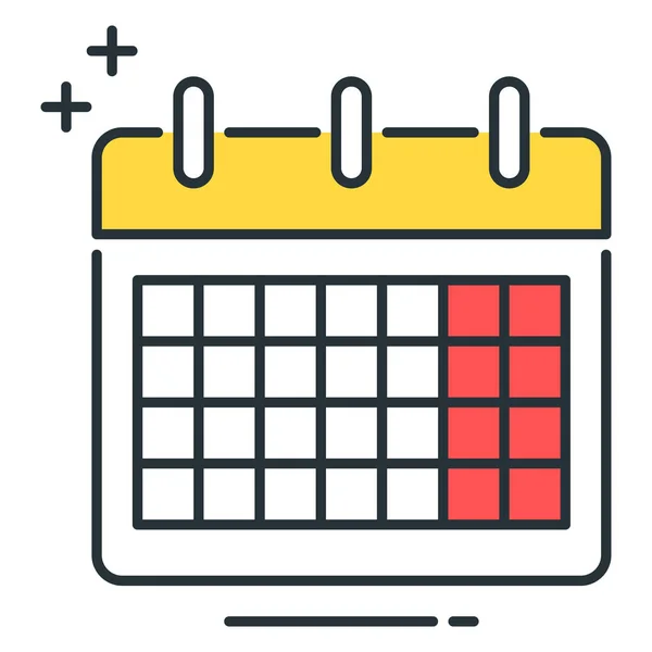 Calendario Tabla Programación Icono Estilo Contorno Lleno — Archivo Imágenes Vectoriales