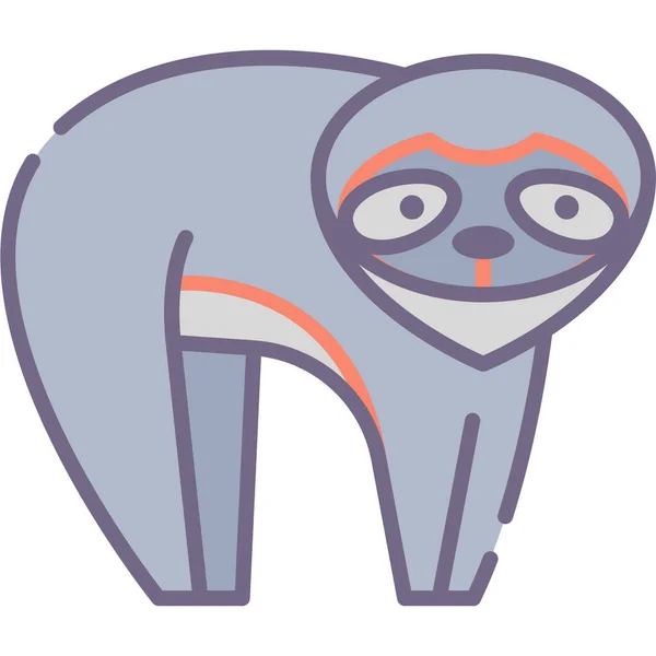 Animal Perezoso Icono Pereza Estilo Contorno Lleno — Vector de stock