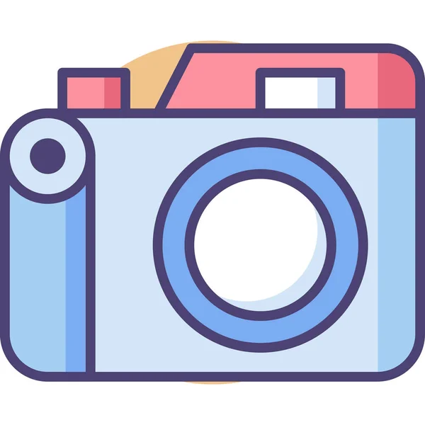 Cámara Foto Fotografía Icono Estilo Contorno Lleno — Vector de stock