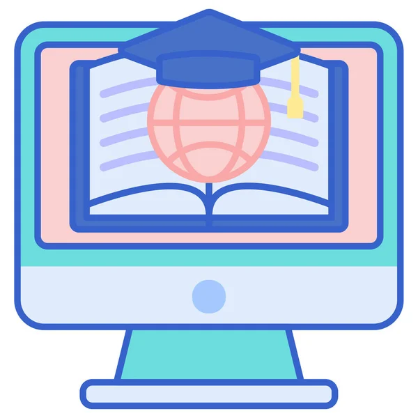 Ícone Estudo Online Aprendizagem Categoria Educação Escola Aprendizagem — Vetor de Stock
