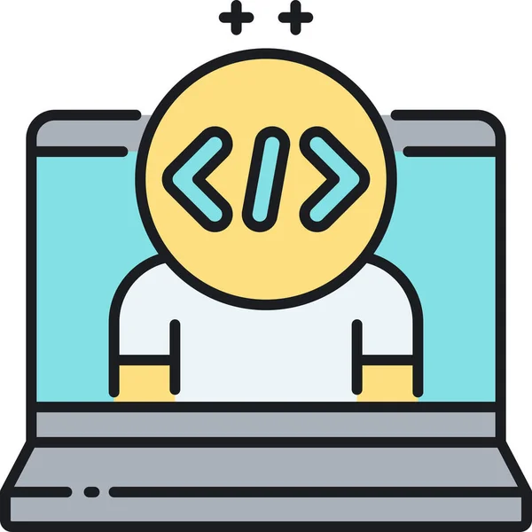 Code Codering Programmeur Icoon Gevulde Outline Stijl — Stockvector