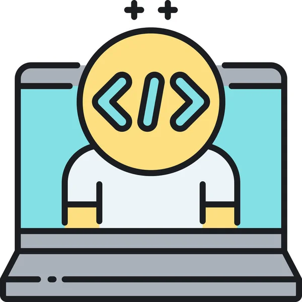 Código Codificación Icono Del Programador Estilo Contorno Lleno — Vector de stock