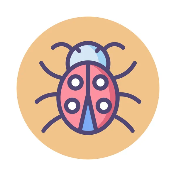 Bug Insecte Coccinelle Icône Dans Style Contour Rempli — Image vectorielle