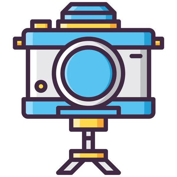 Icono Trípode Fotografía Cámara Estilo Contorno Lleno — Vector de stock