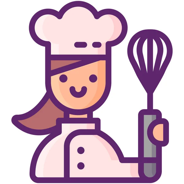 Icône Professionnelle Femme Chef — Image vectorielle