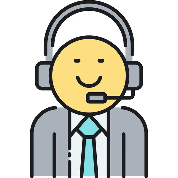 Agent Call Center Customer Service Icon Filled Outline Style — Stock Vector