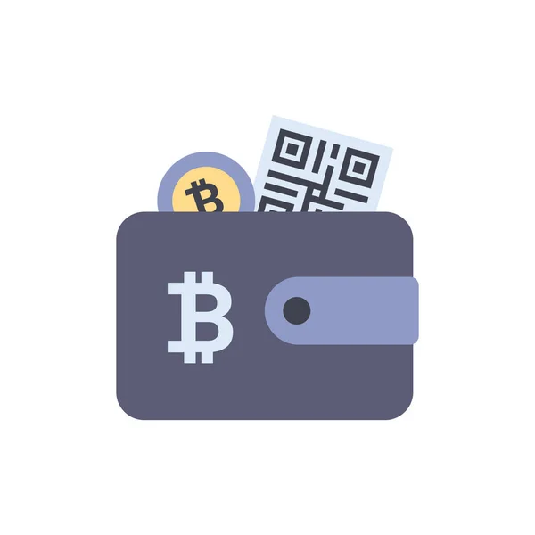 Kryptowaluta Bitcoin Kod Ikona Stylu Płaskim — Wektor stockowy