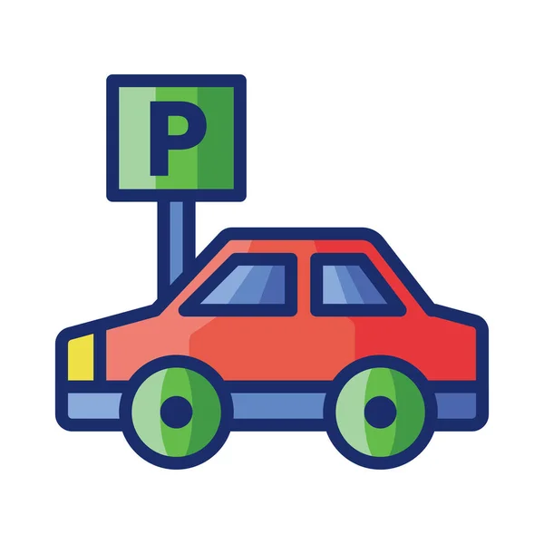 Car Parking Self Icon Filled Outline Style — Stock Vector